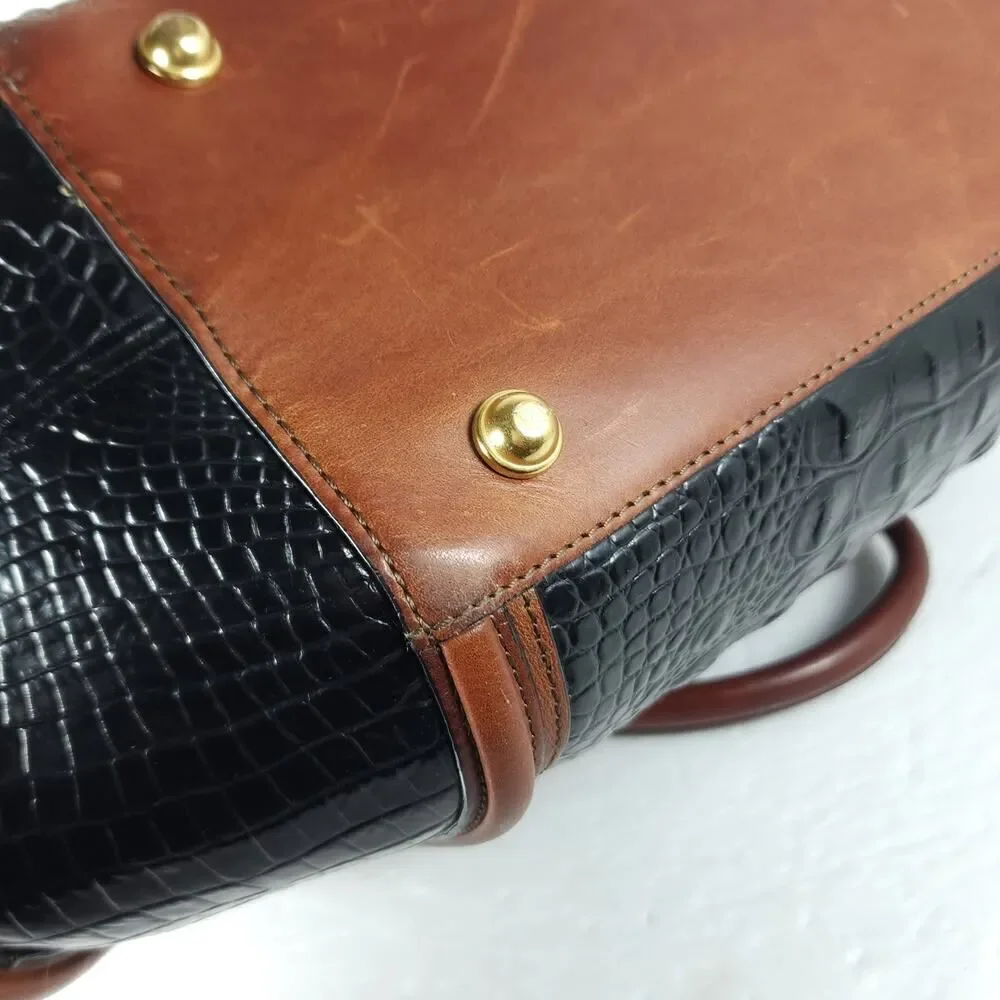 Brahmin Arden Tortoise Melbourne Leather Black Brown Satchel Handbag Bag
